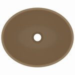 vidaXL Lavabo ovale de luxe Crème mat 40x33 cm Céramique