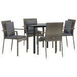 vidaXL Ensemble à manger de jardin coussins 5 Pièces noir et gris
