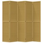 vidaXL Cloison de séparation 5 panneaux marron bois paulownia massif