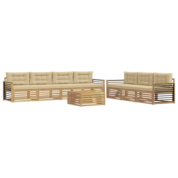 vidaXL Ensemble de canapés d'extérieur 8 pc Blanc et Beige Polyester