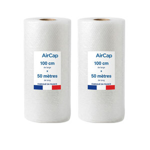 2 rouleaux de film papier bulle tricouche Aircap largeur 100 cm x longueur 50 mètres