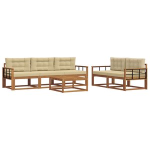 vidaXL Ensemble de canapés d'extérieur 6 Pièces Naturel et Beige