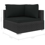 vidaXL Salon de jardin 12 Pièces avec coussins résine tressée noir