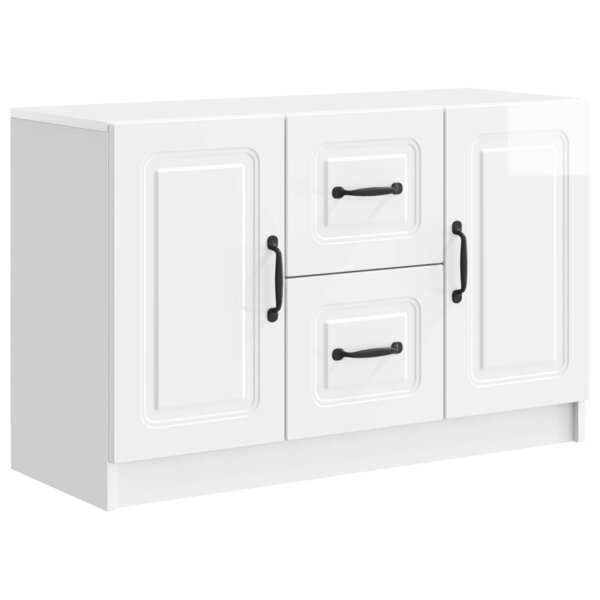 vidaXL Buffet Blanc brillant 89 x 34 5 x 57 cm Bois d'ingénierie