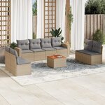 vidaXL Salon de jardin avec coussins 9 Pièces beige résine tressée