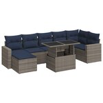 vidaXL Salon de jardin avec coussins 7 Pièces gris résine tressée acacia