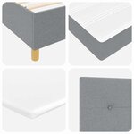lit box avec matelas et lumière LED gris clair 200x200 cm en tissu