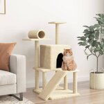 vidaXL Arbre à chat avec griffoirs en sisal crème 110 5 cm
