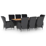 vidaXL Ensemble à manger d'extérieur 9Pièces et coussins rotin gris foncé