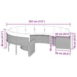 vidaXL Canapé de jardin avec coussins rond gris résine tressée