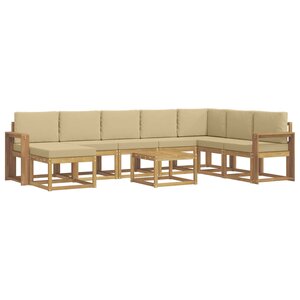 vidaXL Ensemble de canapés d'extérieur 9 pc Blanc et Beige