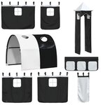 vidaXL Lit superposé sans matelas avec toboggan blanc noir 80x200 cm