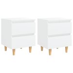 vidaXL Tables de chevet avec pieds en pin 2 Pièces Blanc 40x35x50 cm