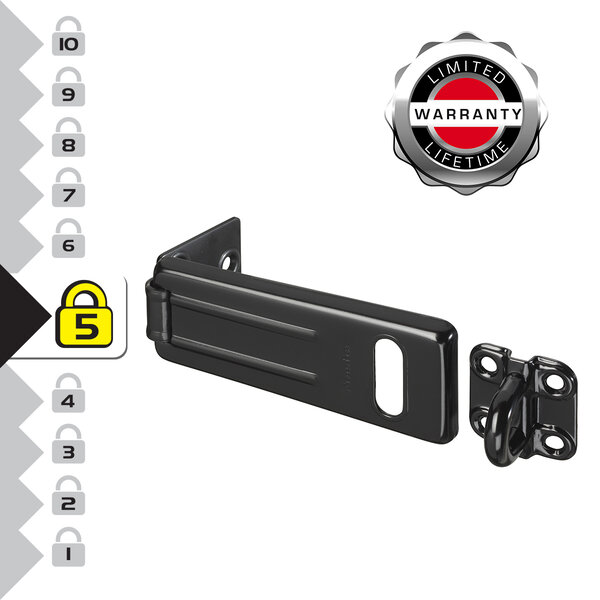 704EURDBLK Moraillon pour Verrouillage de Porte Extérieure 11 x 4 4 cm Noir