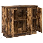 Buffet vidaXL avec éclairage LED en chêne fumé 90x32x75 cm en bois d'ingénierie