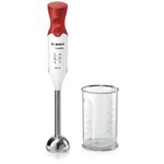 Bosch mixeur plongeant - 450 watt - pied mixeur inox - 4 lames aiguisées - 2 vitesses - bol gradué 600 ml - blanc/rouge