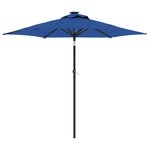 vidaXL Parasol de jardin LED mât en acier bleu azuré 225x225x212 cm