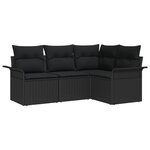 vidaXL Ensemble de Canapé de Jardin 4 Pièces avec Coussins Noir Rotin Poly