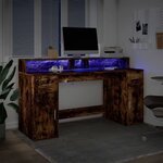 vidaXL Bureau et lumières LED chêne fumé 160x55x91cm bois d'ingénierie