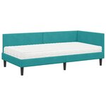 vidaXL Cadre de lit d'angle avec matelas Autre 2 Pièces Turquoise Velours