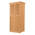 Armoire de jardin abri jardin remise pour outils sur pied dim. 87L x 47l x 160H cm 2 étagères portes persienne toit bitumé étanche bois massif pin pré-huilé