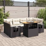 vidaXL Salon de jardin 7 Pièces avec coussins noir résine tressée