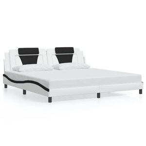 vidaXL Cadre de lit sans matelas blanc et noir 200x200 cm similicuir