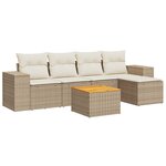 vidaXL Salon de jardin avec coussins 6 Pièces beige résine tressée