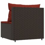 vidaXL Canapé central de jardin avec coussins marron résine tressée