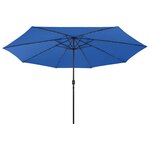 vidaXL Parasol de jardin avec lumières LED et mât en métal bleu azuré