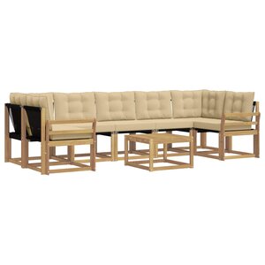 vidaXL Ensemble de canapés d'extérieur 8 Pièces Blanc et Beige