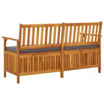 vidaXL Banc de rangement avec coussin 148 cm Bois d'acacia solide