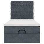vidaXL Cadre de lit ottoman avec matelas gris foncé 100x200 cm velours