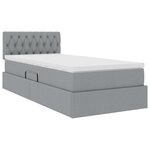 vidaXL Lit avec rangement et LED avec LED Gris clair 90 x 190 cm tissu