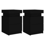 vidaXL Tables de chevet avec lumières LED 2 Pièces noir 35x39x55 cm