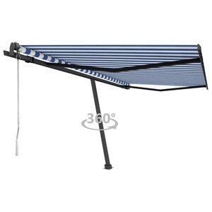 vidaXL Auvent automatique sur pied 450x350 cm Bleu/Blanc