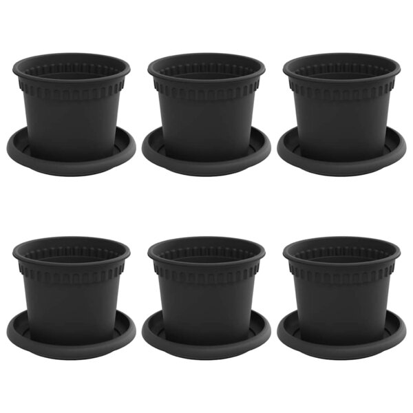vidaXL Pots de plantes 6 Pièces Noir Ø 12 5 x 10 cm Plastique