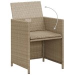 vidaXL Ensemble à manger de jardin 3 Pièces avec coussins Beige