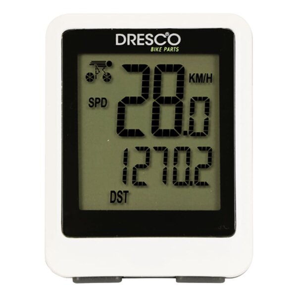 Dresco Ordinateur sans fil de vélo 12 fonctions Blanc
