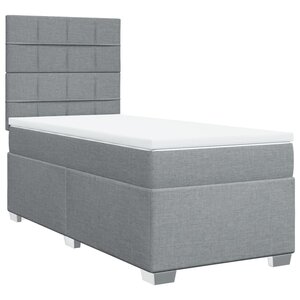 vidaXL Sommier à lattes de lit et matelas Gris clair 90x190 cm Tissu