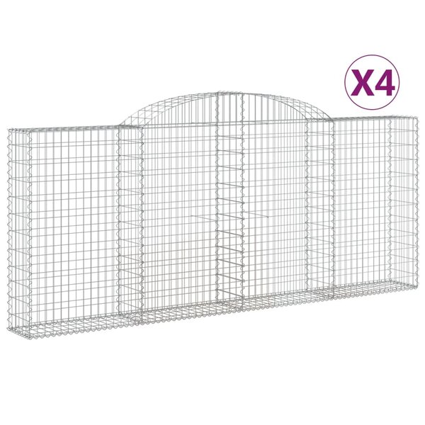vidaXL Paniers à gabions arqués 4 Pièces 300x30x120/140 cm fer galvanisé