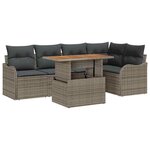 vidaXL Ensemble de canapé de jardin 6 Pièces Gris Poly rotin