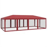 vidaXL Tente de fête avec 12parois latérales en maille rouge 8x4m PEHD