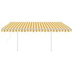 vidaXL Auvent automatique rétractable poteaux 4 5x3 5 m Jaune blanc