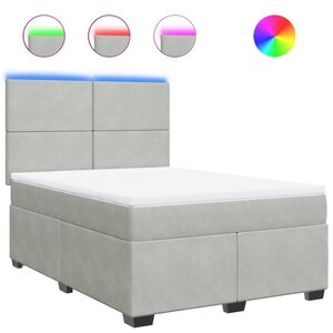 vidaXL Sommier à lattes de lit et matelas Gris clair 140x200cm Velours