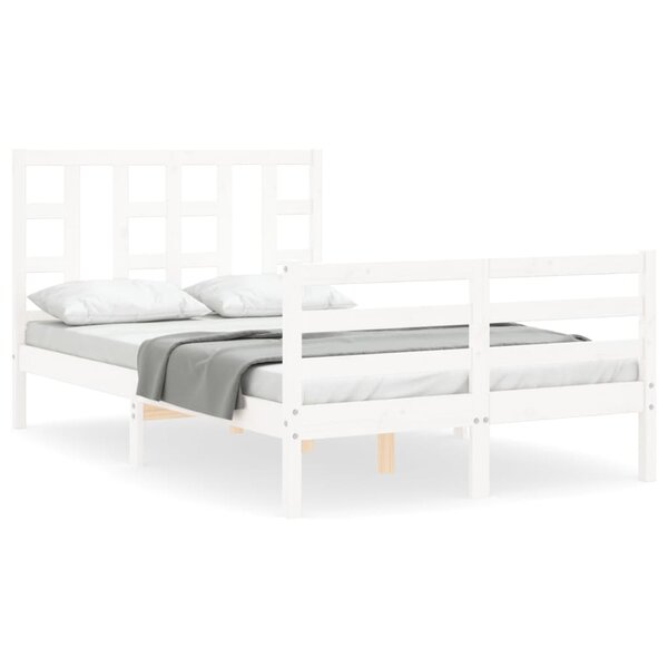 vidaXL Cadre de lit sans matelas blanc bois de pin massif