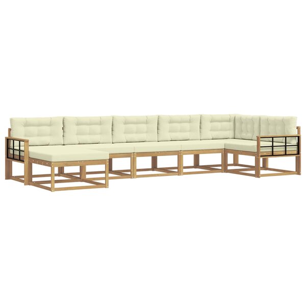 vidaXL Ensemble de canapés d'extérieur 7 Pièces Blanc et crème