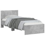 vidaXL Cadre de lit avec tête de lit Gris béton Bois d'ingénierie