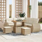 Canapé de jardin 8 pièces vidaXL avec coussins Beige Poly Rotin Acacia