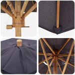 vidaXL Parasol de jardin gris foncé 150x210 cm en bambou